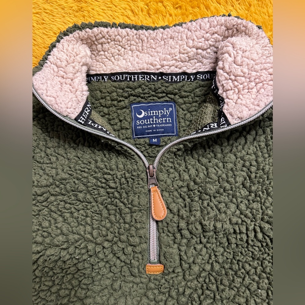 Simply Southern Army Green 1/4 Zip Sherpa Pullover - Picture 5 of 7